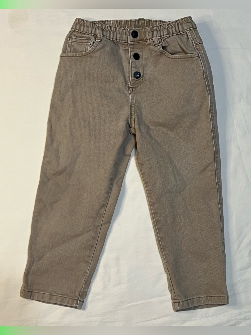 Kids Elastic-Waist Jeans in Taupe